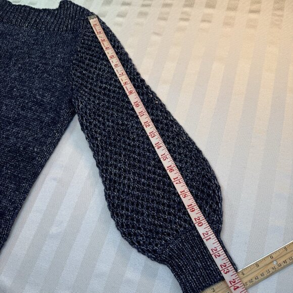 Tommy Bahama Women's Balloon Sleeved Bateau Sweater Sz M Blue/Silver metallic - Picture 13 of 13